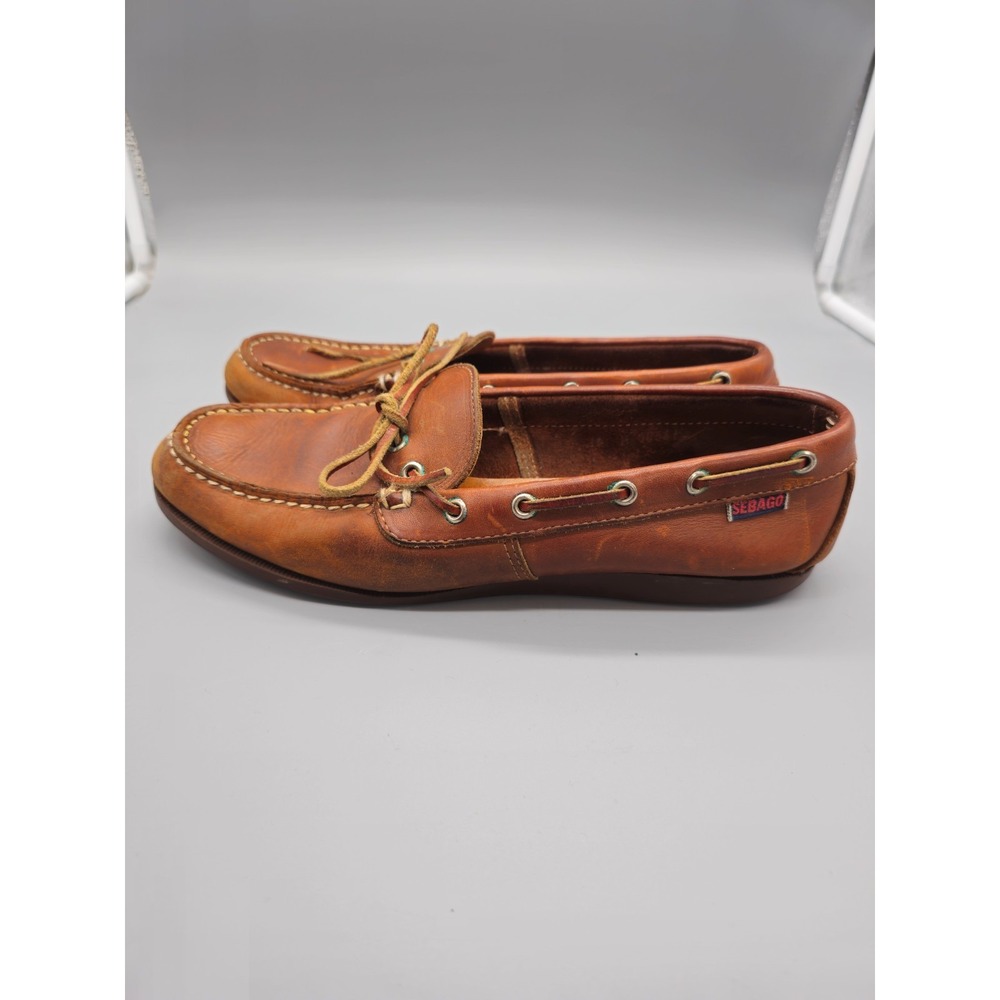 SEBAGO Schooner Moc Boat Shoes Men's SIZE 10 M Brown Leather Eyelet Lace Up